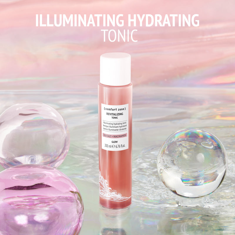 Comfort Zone: REVITALIZING Revitalising Tonic 200ml <p>An illuminating and hydrating tonic. </p>
<p>A formula developed to revitalise the skin and deliver immediately a more intense daily hydration and skin luminosity. Clinically proven to promote a brighter and glowy skin complexion thanks to its 10x more concentrated formula.</p>
<p>This tonic is characterised by a unique sensoriality with the perception of a delicate itching that can be linked to its active work on the skin, leaving it smoother and more even.</p>-2.jpg